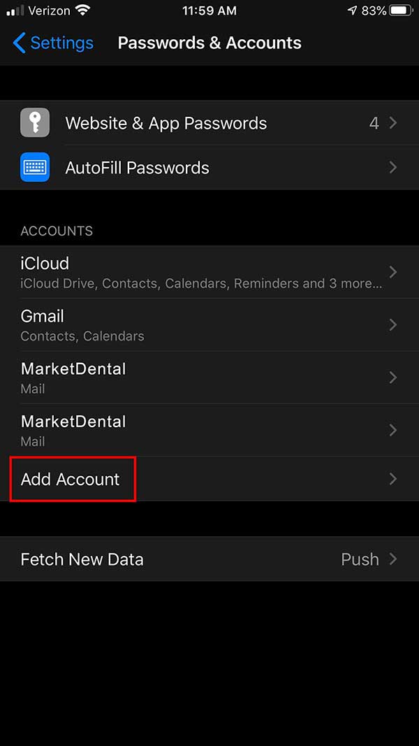 iPhone Email Settings