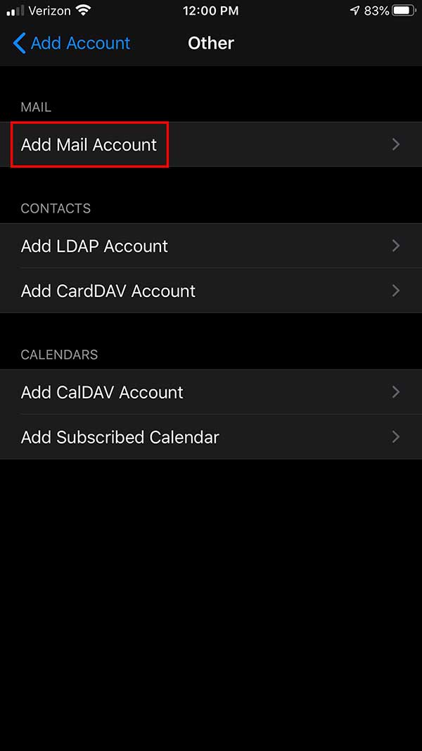 iPhone Email Settings