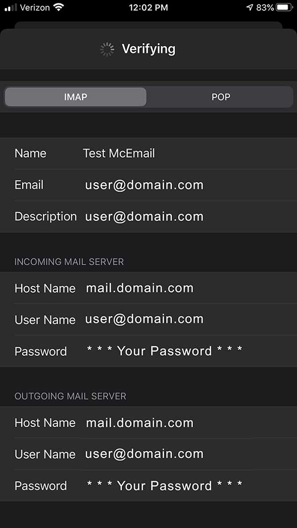 iPhone Email Settings